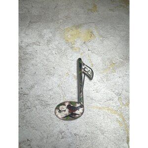Vintage Sterling SIlver by Jewelart Music Note Brooch Pin Hand Painted